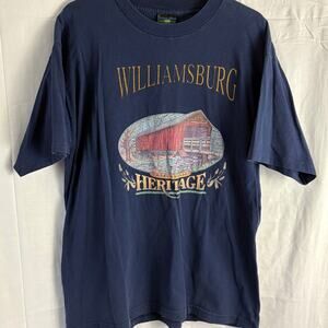 Vintage 90s Single Stitch Robert Allen Williamsburg Covered Bridge T-Shirt XL